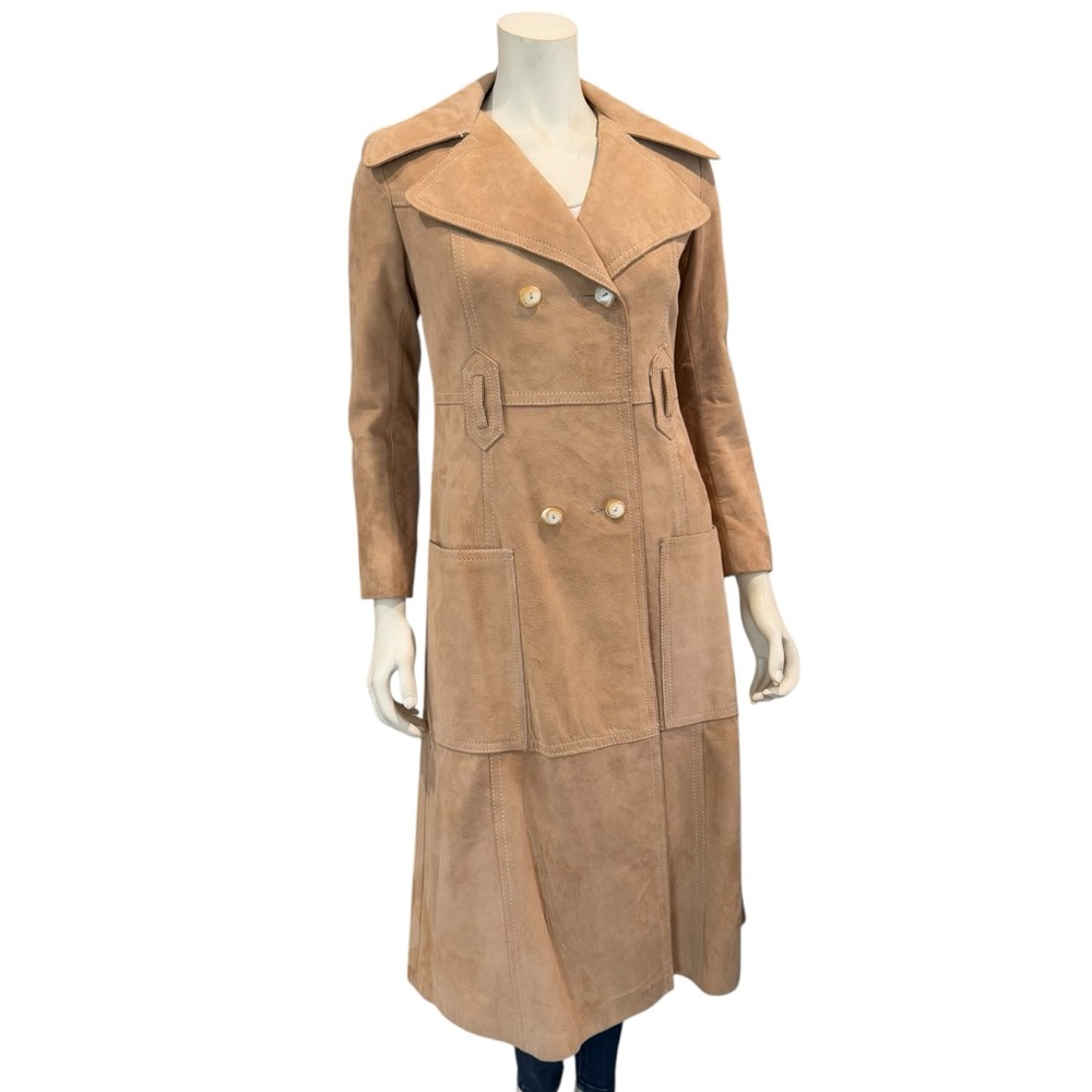 Vintage Suede Leather Trench Coat